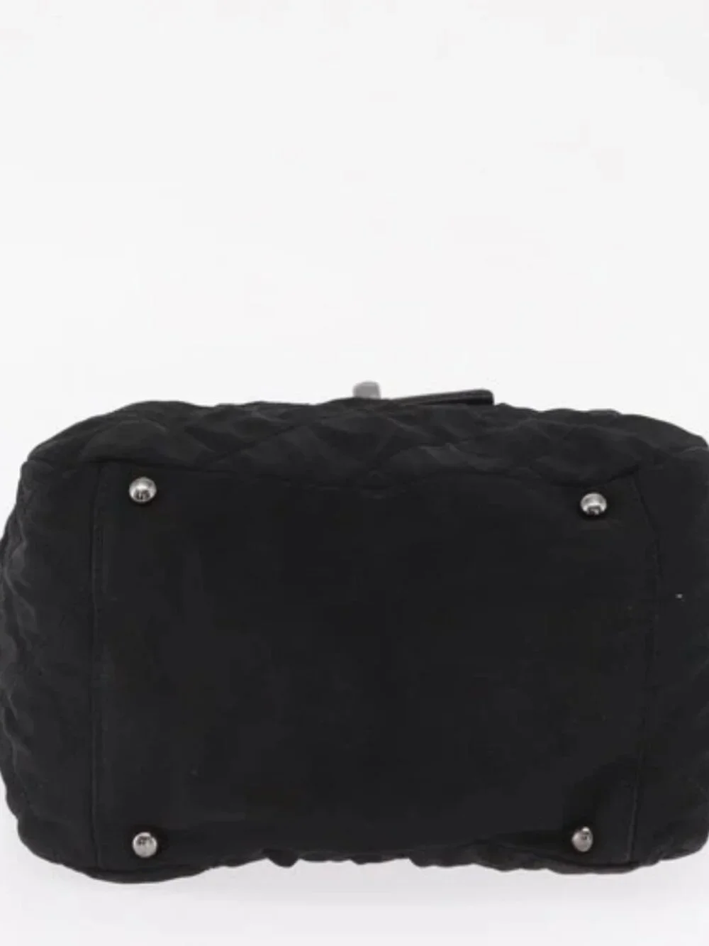 CHANEL Chain 2.55 Shoulder Bag Nylon Black Silver CC Auth 164361